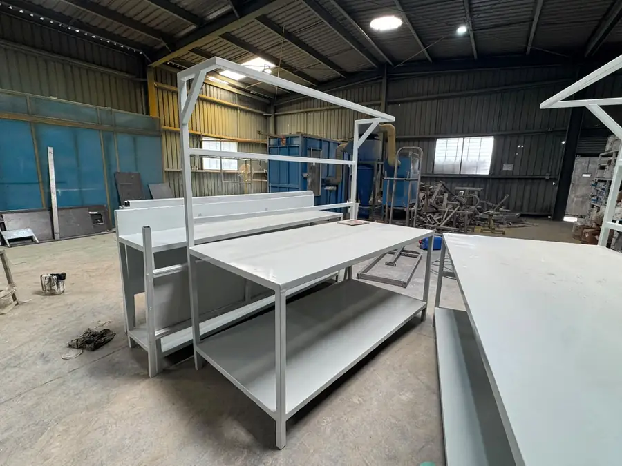 SS 304 work tables installed along the production run