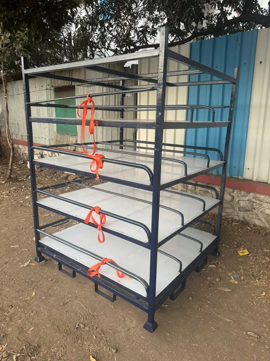 Tray trolley marked and ready for dispatch from the works